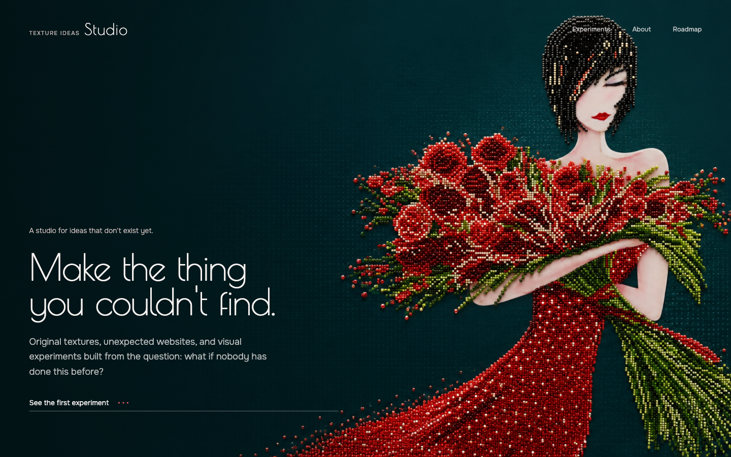 The original red-dress Diamond Dotz website shown in a wide browser composition