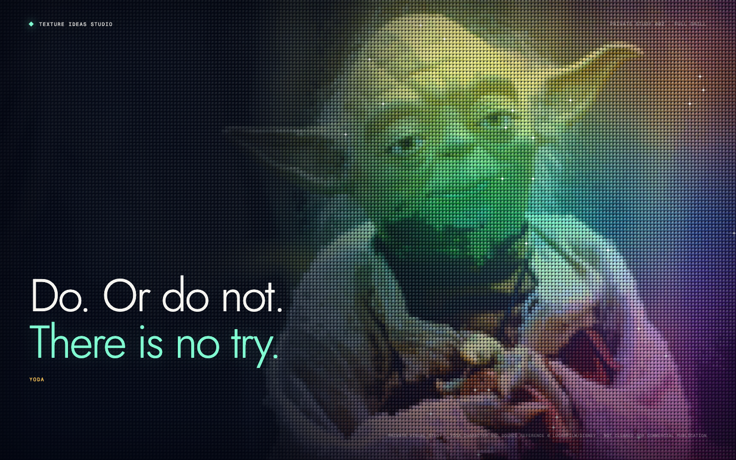 Prismatic full-drill Yoda website shown in a wide browser composition